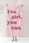 Motivational Written Yes You Can Pink Beach Towel - Minimalist Typographic Bath Beach Cover - 7
