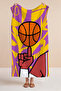 Basketball Themed Modern Beach Towel - Geometric Pop Art Purple Yellow Quick Dry Microfiber Towel - 2