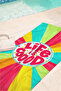 Retro Rainbow Lettered Beach Towel Coverlet - Colorful Pop Art Modern Quick-Dry Microfiber Towel Coverlet