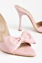 S-49 Pink Patent Leather Bow Detailed 11 cm Heeled Women's Slippers - 3