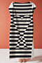 Black and White Striped Letter a Heart Motif Beach Towel - Modern Marine Monogram Bath Beach Coverlet - 2