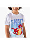 Crew Neck Short Sleeves T-shirt with Skater Print - 4
