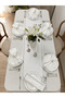 Silver Elegance Collection White Linen Runner Set 38X138 and 6 Napkins 36X36 cm - 4