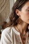 Women's Walnut Bohemian Handmade Natural Wood Earrings with Anti-Allergic Steel Hooks - 4