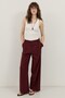 Burgundy Wide-Leg Pleated Trousers - 3