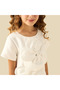 Round Neck Short Sleeves Dress with Floral Applique - 4