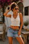 Openwork Knitwear Crop Blouse V-Neck Sleeveless Summer Knit Blouse - 4