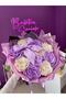 11-Piece Lilac White Satin Rose Bouquet with Ribbon, Non-Fading Flower, Gift Bouquet for Lover & Mother