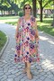 Kayik Yaka Jopone Kol(Without Collar) Ethnic Patterned Bell Cut Extra Large Size Flawed Dress