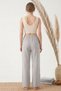 Women's Muslin Palazzo Pants - Gray Wide Leg High Waist - 4