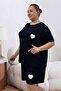 67807 Plus Size Printed Shorts-T-Shirt Pajama Set - Black - 2