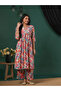 Pink Embroidered Detail Floral Aliya Cut Kurta and Pants Fusion Set