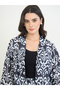 Black and White Printed Open Abaya and Wide Leg Pants Set - 4