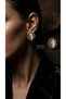 Bronze Women Earrings Copper Vintage Authentic Jewelry White Crystal Stone Oval Victorian Model - 4
