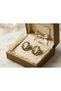 Bronze Women Earrings Copper Vintage Authentic Jewelry White Crystal Stone Oval Victorian Model - 2