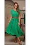 Green Padded Sleeveless Belted Waist Slim Elastic Waist Weight-Reducing Midi Length Aerobin Dress - 4