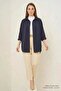 Women's Oversize Cut Basic Cotton Navy Blue Hijab Shirt - 5