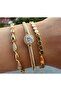 Three-Piece Modern Design Minimal Stylish Zircon Stone Steel Bracelet Combination Non-Tarnish 20 cm
