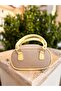 Women's Yellow Faux Leather Detailed Straw Textured Adjustable Strap Hand and Shoulder Bag - 3
