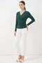 Women's Wrap Collar Gathered Emerald Green Blouse - 4