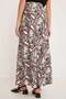 Women's High Collar Patterned Satin Black Beige Skirt - 6