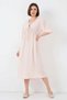 Women's V-Neck Gathered Waist Viscose Powder Dress - 4