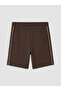 Brown Soft Touch Women's Shorts with Stripes on the Sides - 6