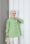 Bow Detailed Gathered Balloon Sleeve Tunic Green Hnt2128 - 7