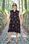 Polo Collar Asymmetric Cut Jopone Sleeves (Sleeveless) Ethnic Patterned Oversized Large Size Combed Cotton Dress - 6