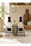 Black Glass Liquid Soap Dispenser and Dish Soap Dispenser Set of 2, 500 Ml, with Metal Stand, Wooden Handle, and Sponge Compartment. - 2