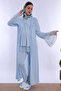 Maternity Pajama Set with Hidden Nursing Feature and Cotton Robe Effortt - Blue - 7
