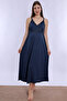 Cotton Rope Strap Maternity Nightgown with Breastfeeding Feature Effortt - Navy Blue - 7