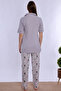 Short Sleeve Soft Textured Cotton Maternity Set Effortt - Gray - 3