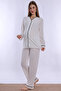 Adjustable Waist Detailed Maternity Pajama Set with Breastfeeding Feature Effortt - Ecru - 6