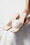Begonya Beige Transparent Strappy Women's Slippers with Floral Accessories and Short Heels - 3
