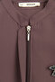 Plus Size Brooched Robe with Elastic Sleeves - Brown - 3