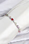 Brass Silver Color Mix Color Zircon Stone Flower Model Women's Bracelet - - 3