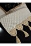 Runner Tablecloth Plaid Fabric Knitted Lace Tasseled Cream Brown 40X100 cm - 7