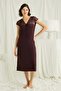 Lace Front Buttoned Nightgown with Sleeves Shoulder and Neckline - 2