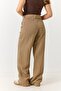 Women's Striped Fabric Trousers Mink (Without Belt) - 5