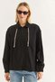 Women's Stand Collar Zippered Striped Stylish Shirt Black