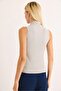 Women's stand collar sleeveless blouse - grey - 5
