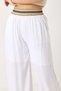 Women's ethnic print linen wide-leg pants - white - 4