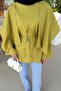 Oversized Tunic with Cape Detail in Oil Green - 3