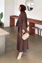 Lacing Detailed Skirt Suit in Bitter Brown - 2