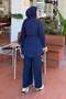 Pocket Detailed Modal Hijab Suit Navy Blue - 4