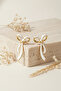 Yellow Plated White Enamel Bow Earrings - Elegant Brass Women's Earrings - 5