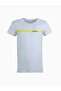 Men’s Round Neck T-Shirt – Ballad Blue with Yellow Stripe