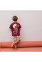 Girls' and Boys' Summer T-Shirt and Shorts Set with Tiger Pattern, Burgundy Cotton, Ages 2-8 - 2