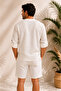 V-Neck White Linen T-Shirt - 2